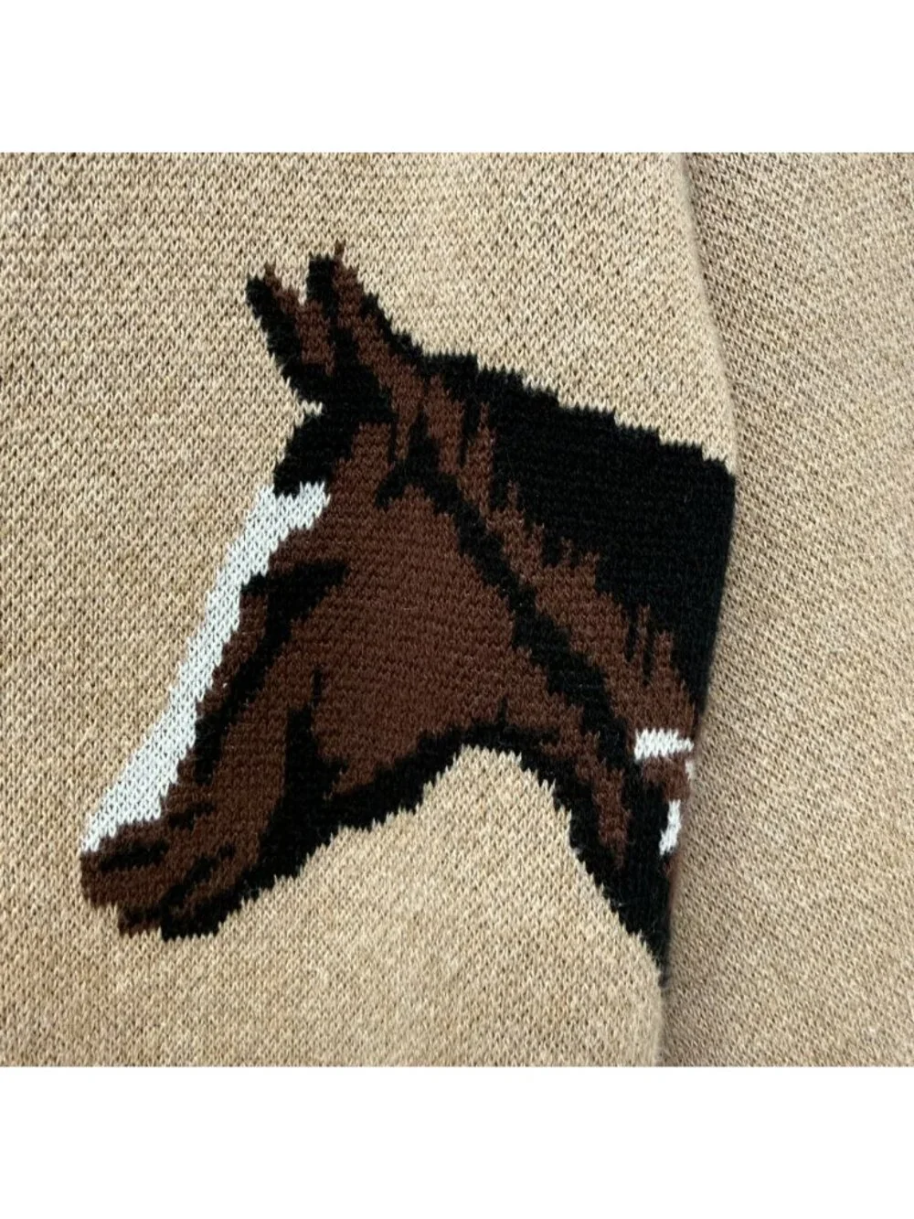 Old Navy Horses Cardigan Girls XL (14-16) Sweater Camel Tan Pony Equestrian